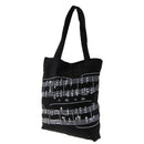 Women Girls Casual Music Notes Tote Shopper Bag Shoulder Handbag Black