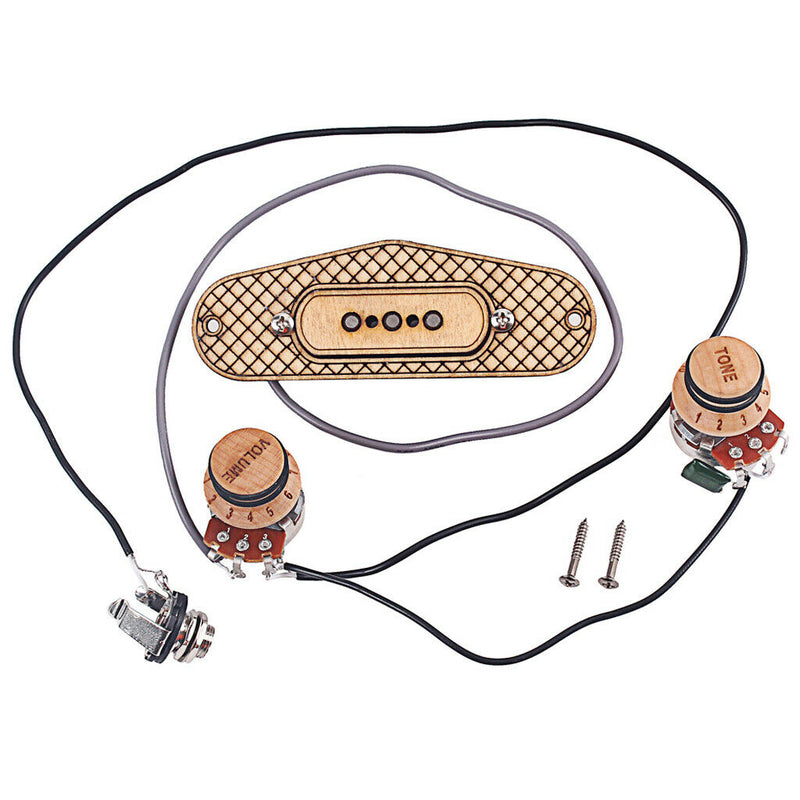 3 String Maple Cigar Box Guitar Pickup with Volume & Tone - No Soldering