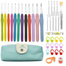 Crochet Hook Aluminum Ergonomic Needles Set with Rubber Weave Sewing Tools