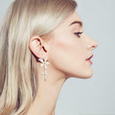 Women Long Petal Dangles Earrings Irregular Flower Pendant Ear Drop Jewelry Gift
