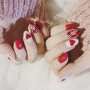 red heart acrylic nail tips short false nails art fingernails 24pcs/set -Q
