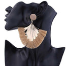 Fashion Bohemia Fan Shaped Tassel Earrings For Women Exaggerated Big Statem
