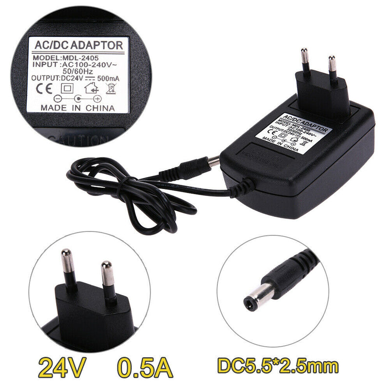 DC24V 0.5A Adapter AC 100V-240V to DC 24V Converter Power Supply Adapter 5.