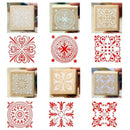 6 Assorted Wooden Stamp Rubber Seal Square Handwriting DIY Craft Flower Lac