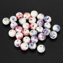 30PCs Mixed Flower Pattern Round Ceramic Beads 12mm(4/8 inch)Dia. Q8Q5
