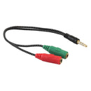 3.5mm Male to 2 Female Jack Audio Mic Headset Splitter Cable Adapter Convertor E