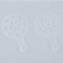 12 Pcs Cappuccino Coffee White Stencils Template Strew Flowers Pad Duster S J2T1