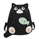 Fashion Cat Print Travel Backpacks Women Canvas Shoulder Top-handle Bags