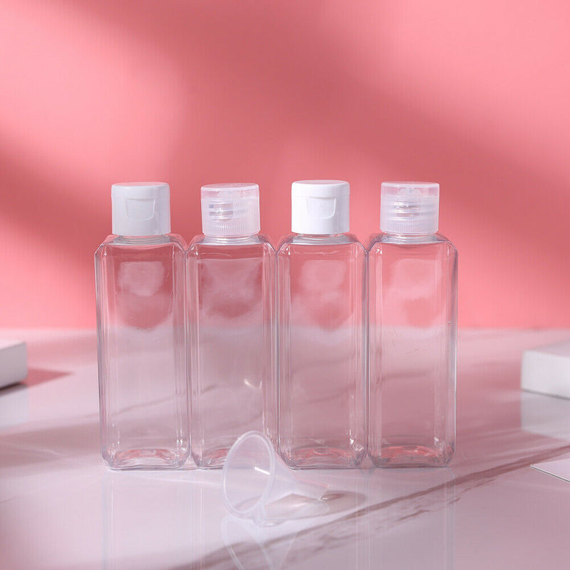4pcs Portable 100ML Square Split Bottling Refillable Empty Container+Funnel A