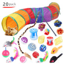 20pcs Cat Tunnel Toys Kit Cat Teaser Feather Wand Sisal Ball Pet Supplies A
