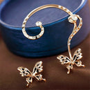 1Pair Lady Butterfly Ear Cuff Punk Clip Crystal Rhinestone Earring Partydecor JR