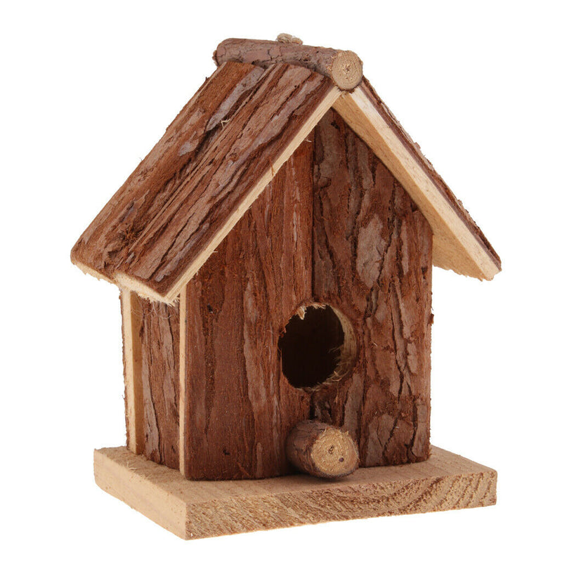 2 Pieces Hand Carved Rustic Wooden Birds House Creative Hanging Art Decor Garden