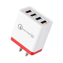 4 USB Travel Wall Charger 3A Fast Charging Charger US Plug Adapter (Red) A