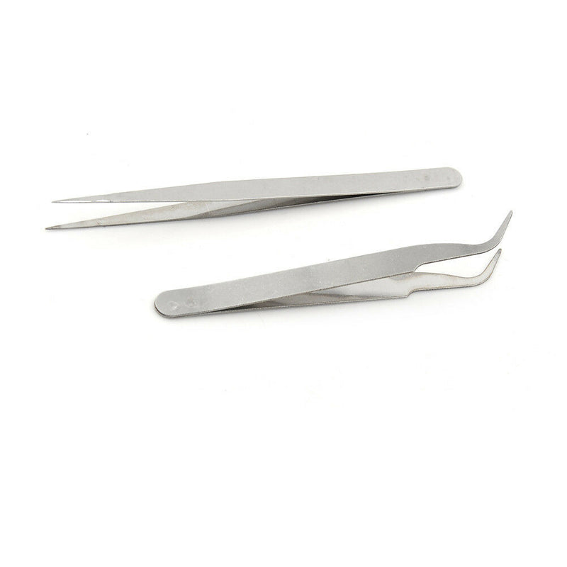 2pcs Stainless Steel Tweezers Tool DIY Precision Electric tweezers Repair T T Nw
