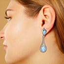 Fashion Water Drop Long Earrings Women Colorful Crystal Ear Dangle Jewelry