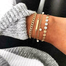 4pcs Fashion Bead Tassel Chain Bracelet Girl Alloy Bracelet Adjustable Vale I4Y3