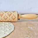 Wood Elk Print Embossed Rolling Pins Embossing Baking Cookies Kitchen Tool