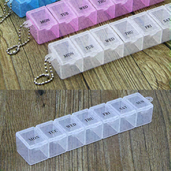 7 Day Weekly Transparent 7 Compartment Tablet Pill Box Case Holder Organize X8K4