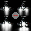 T6 COB LED Headlamp USB Rechargeable Headlight 3 Lighting Modes Head Torch