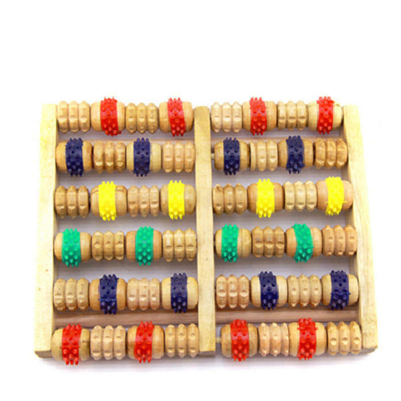 Wooden Foot Roller Massager Wood Massage Reflexology Relax Relief Spa Care
