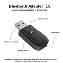 3 in 1 USB Bluetooth 5.0 Audio Transmitter/Receiver Adapter For TV/PC/Car Gr_kz