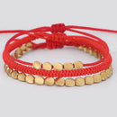 3Pcs/Set Handmade Red Braided Rope Christmas Bracelet Copper Bead Lucky Bangle