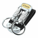 Black Wide Belt Loop Double Rings Metal Keychain Key Holder B1V4