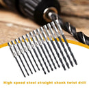 15pcs Hex Shank High Speed Steel Straight Handle Twist Reaming Drill Bit