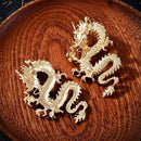 Elegant Women Exaggerated Dragon Carved Stud Earrings Drop Dangle Jewelry Gift