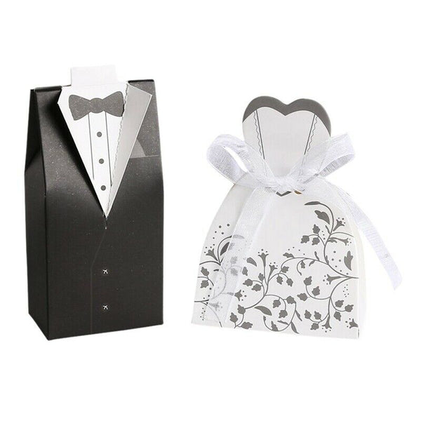 50 pairs dragee Box black groom + white bride for Wedding S3S3