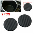 2* Black Universal Car Vehicle Water Cup Slot Non-Slip Carbon Fiber Look Mat