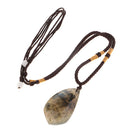 Labradorite Stone Pendant Necklace with Hanging String for Woman Xmas Gift