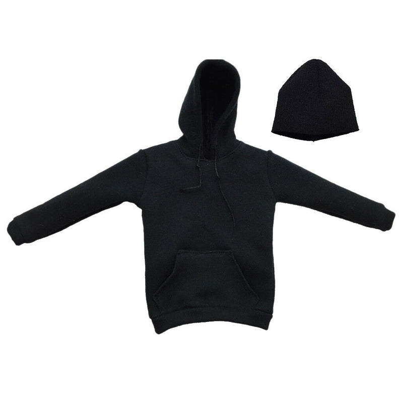 1:6 Black Hoodie Hooded Top & Cap Clothing for 12''     Figures