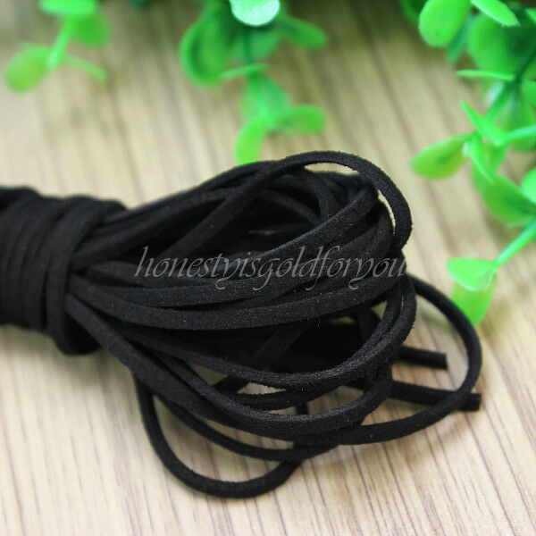 1 Roll Durable Black Suede Leather Cord String 2mm for Bracelet Necklace DIY