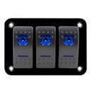 Marine Boat Rocker Switch Panel 3 Gang Waterproof ON Off Toggle Switches