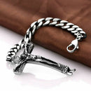 Men's Stainless Steel Jesus Crucifix Cross Curb Link Bracelet Chain 8 inch  S9O9