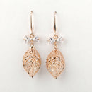 Chic Large Filigree Leaf Zircon Dangle Drop Earring Women Girls Jewelry