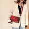 Serpentine Women Shoulder Bag Leather Flap Square Crossbody Handbags (Red)