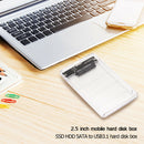 2.5 inch Type-C to SATA Hard Drive Disk SSD HDD Transparent Mobile Enclosure-Box
