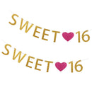 2pcs Glitter Sweet 16 Happy 16th Birthday