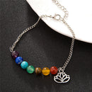7Chakra Colorful Beads Bracelet Lotus Pendant Energy Yoga Ankle Chain Jewelry FT