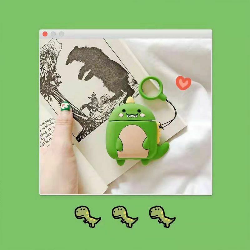 Cartoon Dinosaur Pattern Silicone Protective Case Shockproof Cover for Airpods