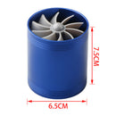 F1-Z Car Air Intake Double Turbine Refit Turbo Gas Fuel Saver Fan (Blue)