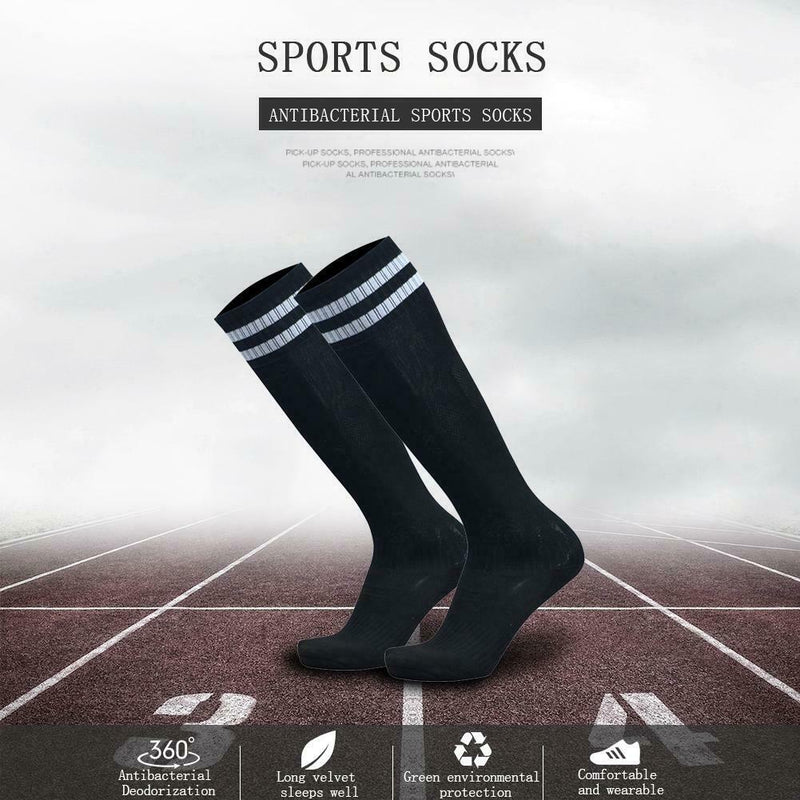 Unisex Thickened Soccer Socks Women Men Football Knee Length Socks (Black) A