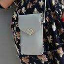Leather Shoulder Messenger Bag Women Touch Screen Phone Pouch (Light Grey)