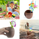 12Pcs Coconut Drink Cups With Flower Straws Fruit Shape Fun Drink Cups For