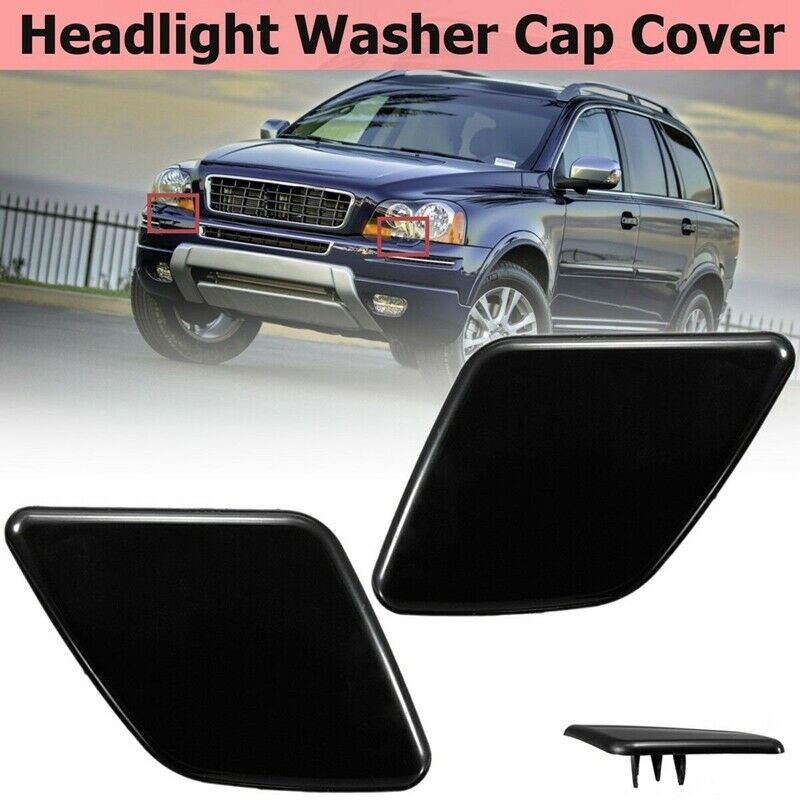 Pair L+R Side Headlight Bumper Washer Cap Jet Cover for Volvo XC90 2007-201