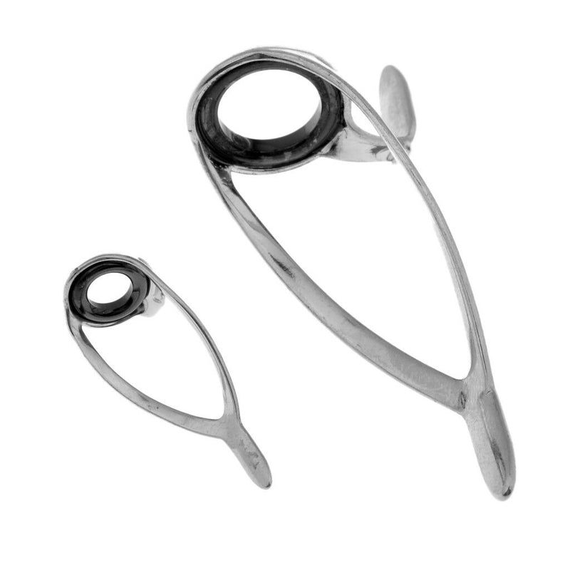 14pcs Stainless Steel Fishing Rod Double Leg Guides Tip Repair Kit Eye Rings