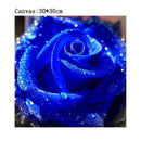 5D Full Drill DIY Blue Rose Diamond Painting Embroidery Round Rhinestones