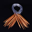 18Pairs Bamboo Knitting Needles 16" Circular Smooth Nature Carbonized Set FT